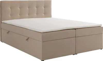 Produktbild von KSHOMECONCEPT Boxspringbetten mit Bettkasten VELLIS 180x200, Bonellfederkern Matratze, Creme