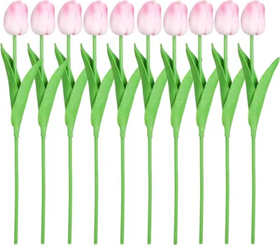 Image de Bouquet de tulipes roses artificielles 10 fleurs décoratives