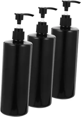 Produktbild von 3 schwarze PET-Pumpflaschen als Seifenspender, 500 ml, für Küche und Büro