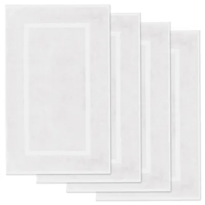 Produktbild von Lavea® 4er Set Badematte 50x80 cm, Badezimmerteppich 100% Baumwolle, 800 g/m², saugstark, waschbar, Badvorleger, Elena – Weiß