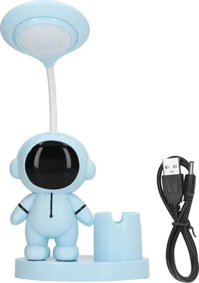Obrázek produktu pro Malá stolní lampa Cartoon Astronaut Shape Redissolvable s držákem pera ořezávátko pro kolej pokoj ložnice modrá