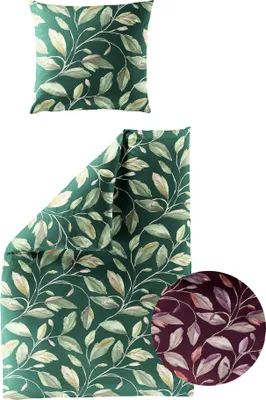 Produktbild von Biber-Bettwäsche - Grün - Weiß - 135 x 200 cm - Baumwolle - mit Reißverschluss