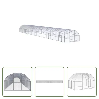 Image de The Living Store Poulailler d'extérieur 3x24x2 m Acier galvanisé