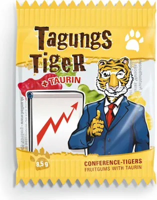 Produktbild von Hellma Tagungstiger, Fruchtgummi, Gummibonbon, Süßigkeit, für Gastro, Hotel, Büro, Kantine, Im Beutel, 100 Stück á 8.5 g
