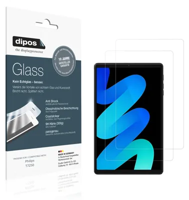 Produktbild von 2x Schutzfolie für Philips T7250 - Anti-Shock 9H Folie dipos Glass Kunststoffglas