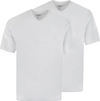 Produktbild von hajo Herren T-Shirt, 2er Pack - Basic, Kurzarm, V-Ausschnitt, Baumwolle, uni Weiß 2XL