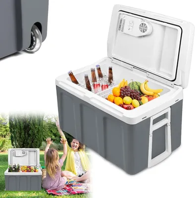Immagine prodotto di Frigorifero elettrico portatile - Frigorifero mobile - Ideale per campeggio e viaggi - Funzione di raffreddamento e riscaldamento - Capacità: 48 litri - Colore: nero