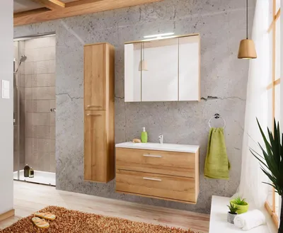 Obrázek produktu pro Designový koupelnový nábytek koupelnová sestava skříňka umyvadlo osvětlení 3 ks.