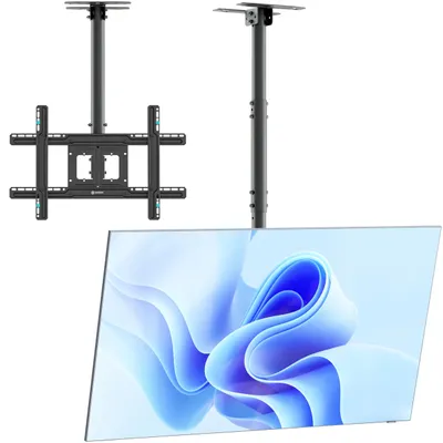 Image de Support mural inclinable pour téléviseur, compatible avec les écrans de 32 à 80 pouces, capacité de charge maximale de 68,2 kg, en acier inoxydable, de couleur noire, pour moniteur et télévision