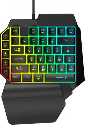 Image de Clavier de jeu ergonomique avec éclairage LED et repose-avant-bras - 39 touches
