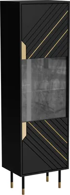 Immagine prodotto di Dmora Vetrina Mamede 40x54x180h cm Nero, 4 Ripiani Un'anta