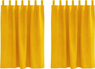 Produktbild von vidaXL Verdunkelungsvorhänge 2 stk. Senfgelb 140 x 140 cm Samt