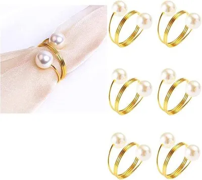 Produktbild von Famanu Serviettenringe Elegante Halter - 6 Stück - Gold