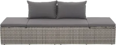 Produktbild von "im Sonderangebot"Liegestuhl HOMMIE - Gartenliege - Outdoor-Lounge-Bett - Grau 195×60 cm Poly Rattan - 195x60x60 cm DEMöbel 4504923