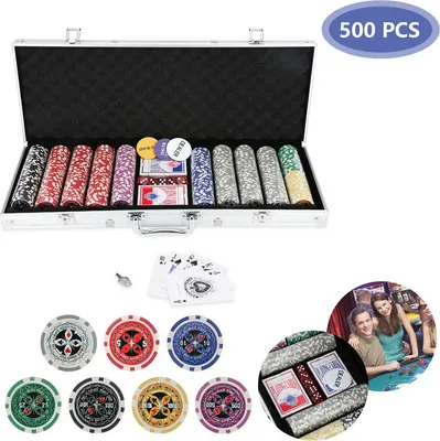 Obrázek produktu pro Clanmacy Poker case Pokerset 500 Pokerové žetony Poker Set Pokerspiel Pokerspiel Silber