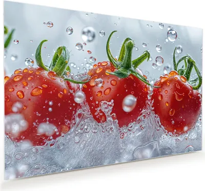 Produktbild von Glasbild 60x40cm in XXL für Wohnzimmer, Schlafzimmer Motiv Wassertomaten