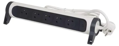 Legrand prodlužovací kabel 1,5 m / 5 zásuvek / s vypínačem / bílá-černá / PVC / 1 mm2