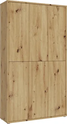 Zdjęcie produktu dla Forte ALICE SPRINGS szafka na buty 100 110, nowoczesna szafka do przedpokoju z 6 drzwiami i 15 półkami, drewno iglaste, dekor dąb Artisan, szerokość 109,2 cm x wysokość 191,9 cm x głębokość 34,9 cm