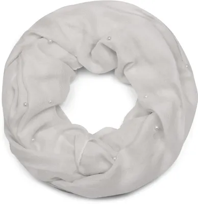 Produktbild von styleBREAKER Damen Loop Schal mit Perlen Applikation, Unifarben, Leichter Schlauchschal Einfarbig, Tuch 01016168