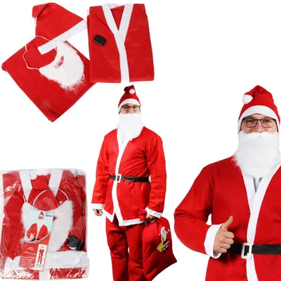 Productafbeelding van Kerstman kostuum, ster, kerstmanmuts, baard, 5-delig