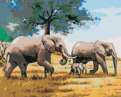 Immagine prodotto di Zuty - Pittura con diamanti - FAMIGLIA DI ELEFANTI, 40x50 cm, senza cornice e senza tela