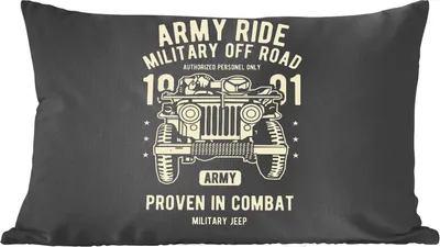 Produktbild von MuchoWow® Zierkissen Sofakissen Wohnzimmer Dekokissen 60x40 cm Mancave - Armee - Auto - Oldtimer - Kopfkissen - Polster mit Foto