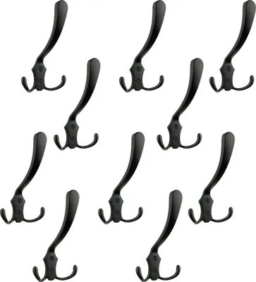 Produktbild von Eleganter 10er Set Metallhandtuchhaken in Schwarz - Praktische und stilvolle Aufbewahrungslösung für Bad, Flur und mehr, ideal für moderne Interiors.