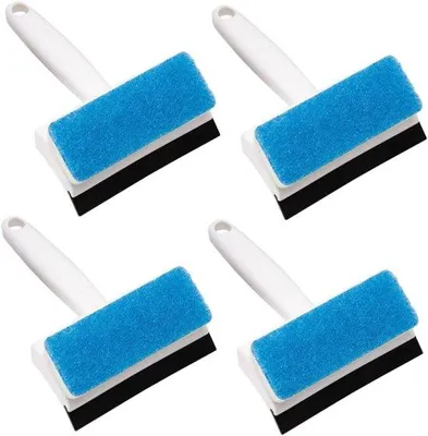 Immagine prodotto di Spazzola per piastrelle Mauerschleimer - Set da 4 pezzi, per piastrelle, specchi e doccia, con manico ergonomico