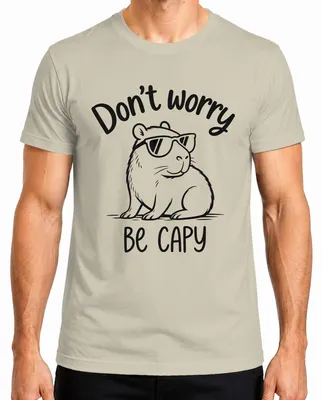 Imagen del producto de Camiseta para hombre con estampado "Don't worry Be CAPY Capybara Sonnenbrille Statement", diseño sarcástico, color natural, talla XXL