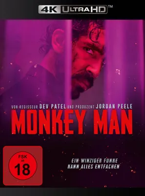 Produktbild von PLAION Monkey Man (4K-UHD), Film, Blu-ray, Deutsch, 121 min, Aktion, Deutsch, Englisch, Niederländisch, Französisch, Italienisch