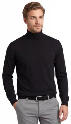 Produktbild von Olymp Rollkragenpullover schwarz feine Wolle