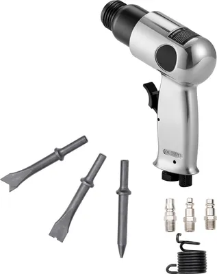 Image de SucceBuy Marteau burineur pneumatique, 4500 BPM marteau pneumatique avec course de 40 mm & 4 burins à queue ronde, outil léger et compact pour la découpe, le poinçonnage et le grattage