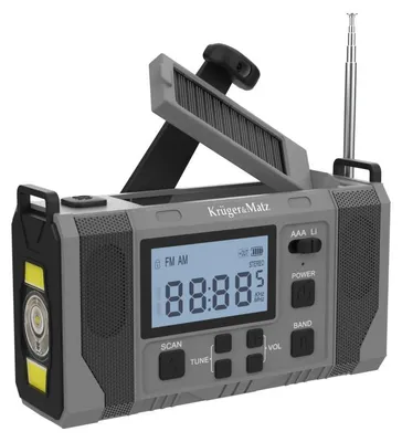 Obrázok produktu pre Kruger&Matz KM0838 Solárne rádio s powerbankou 10 000 mAh, SOS alarm, LED svietidlo, sivé