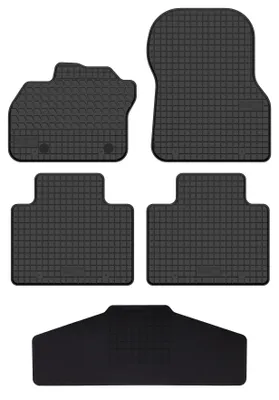 Produktbild von Gummi-Fußmatten + Tunnel für Renault Zoe 2012-2024 (Schrägheck) – 5-tlg, Schwarz, passgenau – Wielganizator SolidTread