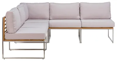 Produktbild von home24 Loungeset - 5-teilig - Webstoff / Teak Massiv