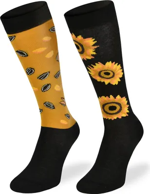 Produktbild von Skiety Reitbekleidung Damen & Herren - Kniestrümpfe für Damen & Herren - Reitsocken Reitsport Damen & Herren - Reitsocke Mädchen - Sunflowers, 35-38