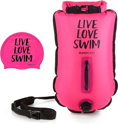 Produktbild von Buddyswim Schwimmboje Drybag 20 Liter Sicherheitsboje Boje Open Water Bademütze Dry Pack