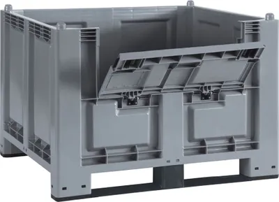 Produktbild von Palettenbox mit Kommissionierklappe und 2 Kufen, lebensmittelecht, LxBxH 1200 x 800 x 850 mm