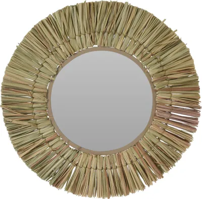 Produktbild von Wandspiegel rund mit Natur Gras Rahmen - ca. Ø 41 cm
