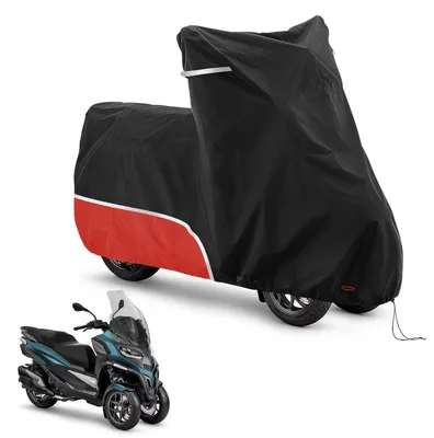 Zdjęcie produktu dla Pokrowiec na motocykl, wodoodporny, odporny na warunki atmosferyczne, wykonany z materiału Oxford 420D, czerwony, przeznaczony dla skuterów Piaggio MP3 bez bagażnika