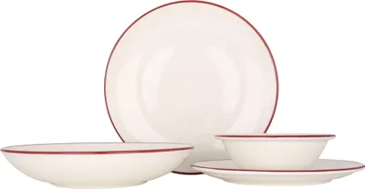 Zdjęcie produktu dla Zastawa stołowa Bonna (duża) - Linea Burgundy - 24 części - 6 nakryć - Porcelana