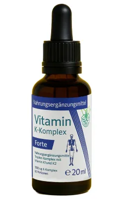 Produktbild von VITARAGNA® Vitamin K2 Forte Tropfen flüssig, K1 und K2 K-Komplex - Menaquinon MK7, hochdosiertes Liquid in MCT-Öl gelöst und bioaktiver MK-7-Form, 20 ml