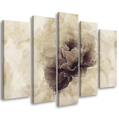 Produktbild von 5-teiliges leinwandbild rosenblüte vintage beige 200x100 cm Feeby beige wandbild bereit zum aufhängen