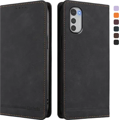 Obrázek produktu pro Pouzdro pro Motorola Moto E32, retroPolyuretankožené flip pouzdro s stojánkem a přihrádkami na karty Černý