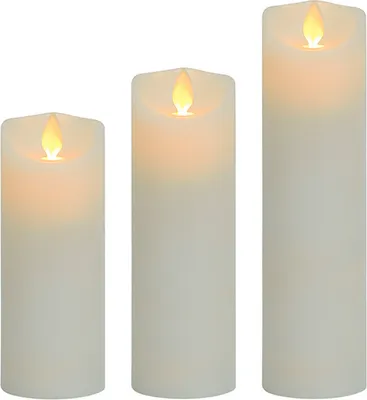 Image de 3 bougies LED sans flamme avec télécommande & minuterie, Flameless, dimmable, 13 /15,5 /18,5 cm