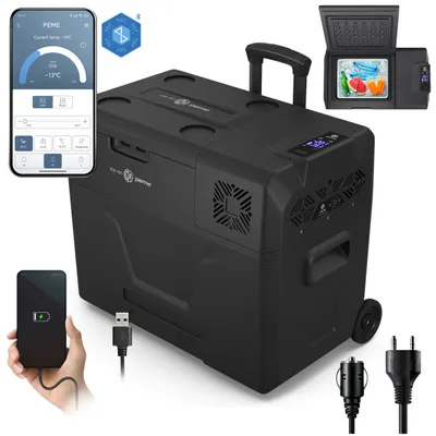 Produktbild von Tragbare Kühlbox Peme Ice-on Mini-Kühlschrank für Auto und Camping 39 Liter - in Dark Sky mit herausziehbarem Griff