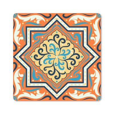Produktbild von MuchoWow® Mauspad Mousepad Quadratisch - Blau - Orange 30x30 cm - Mousepads - Maus Mat - Pad - Mausunterlage - Gaming