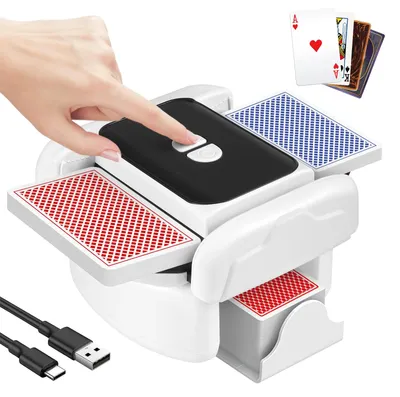 Produktbild von Automatischer Kartenmischer - Wiederaufladbar - Für 2 Kartendecks - Schnell - Geräuscharm - Kompakt und leicht - Weiß