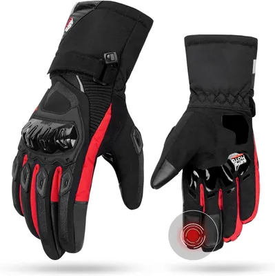 Winter-Motorhandschuhe, wasserdicht, Touchscreen, PVC-Schutz, Gr. XL, Rot