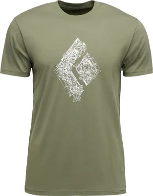 Olivefarbenes T-Shirt von Black Diamond mit grafischem Logo in der Mitte.
